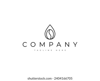 coffee bean drop line logo design