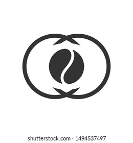 coffee bean in dual circle logo. coffee shop logo