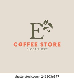 Coffee bean E letter logo | EPS format | Editable