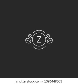 coffee bean with emblem style for labels, poster and banner