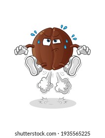  coffee bean fart jumping illustration. character vector