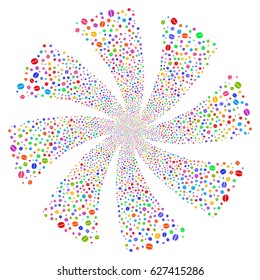Coffee Bean fireworks swirl rotation. Vector illustration style is flat bright multicolored iconic symbols on a white background. Object spiral constructed from random pictographs.
