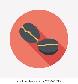 coffee bean flat icon with long shadow,eps10