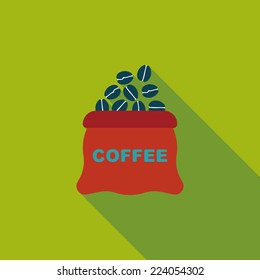 coffee bean flat icon with long shadow,eps10