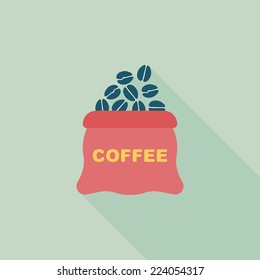 coffee bean flat icon with long shadow,eps10