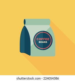 coffee bean flat icon with long shadow,eps10