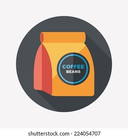 coffee bean flat icon with long shadow,eps10