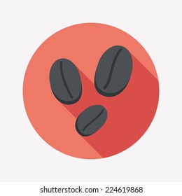 coffee bean flat icon with long shadow,eps10