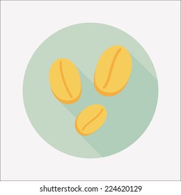 coffee bean flat icon with long shadow,eps10