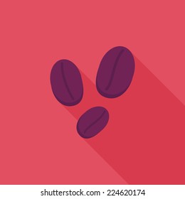 coffee bean flat icon with long shadow,eps10