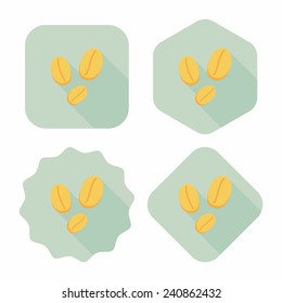 coffee bean flat icon with long shadow, eps10