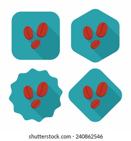coffee bean flat icon with long shadow, eps10