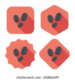 coffee bean flat icon with long shadow, eps10