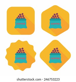 coffee bean flat icon with long shadow,eps10