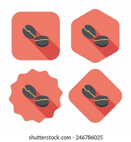 coffee bean flat icon with long shadow,eps10