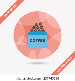 coffee bean flat icon with long shadow,eps10