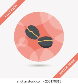 coffee bean flat icon with long shadow,eps10