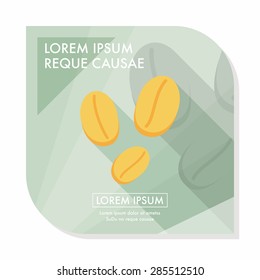 coffee bean flat icon with long shadow,eps10