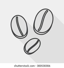 coffee bean flat icon with long shadow, line icon