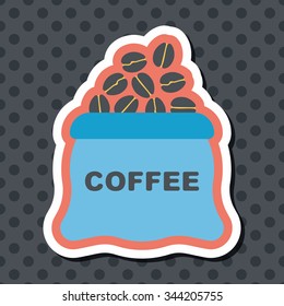 coffee bean flat icon with long shadow,eps10