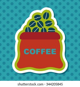 coffee bean flat icon with long shadow,eps10