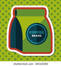 coffee bean flat icon with long shadow,eps10