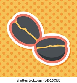 coffee bean flat icon with long shadow,eps10