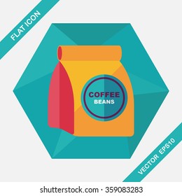 coffee bean flat icon with long shadow,eps10