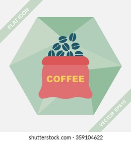 coffee bean flat icon with long shadow,eps10