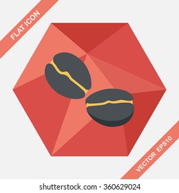 coffee bean flat icon with long shadow,eps10