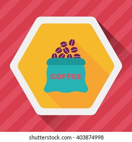 coffee bean flat icon with long shadow,eps10