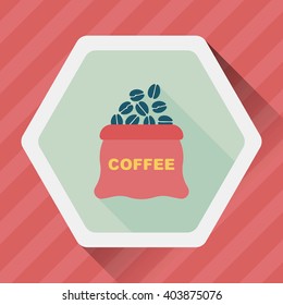 coffee bean flat icon with long shadow,eps10