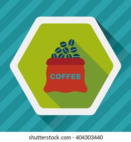 coffee bean flat icon with long shadow,eps10