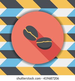 coffee bean flat icon with long shadow,eps10