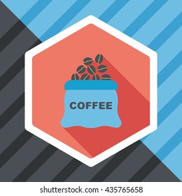 coffee bean flat icon with long shadow,eps10