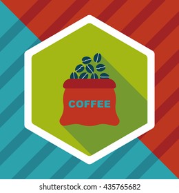 coffee bean flat icon with long shadow,eps10