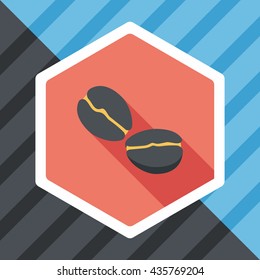 coffee bean flat icon with long shadow,eps10