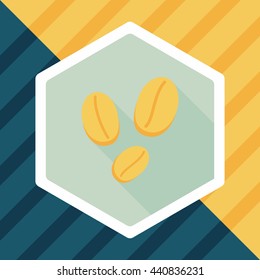 coffee bean flat icon with long shadow,eps10