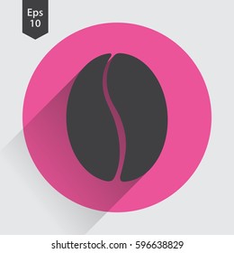 Coffee Bean Flat Icon. Simple Sign Of Drink. Vector Illustrated Symbol