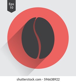 Coffee Bean Flat Icon. Simple Sign Of Drink. Vector Illustrated Symbol