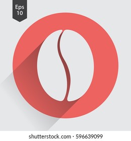 Coffee Bean Flat Icon. Simple Sign Of Drink. Vector Illustrated Symbol