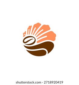 coffee bean and flower logo design. wave element coffee nature