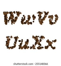 coffee bean font, alphabet letters and digits