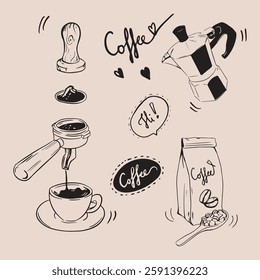 Coffee bean food black line sketch doodle hand drawn vector illustrator element
