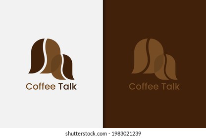 Coffee Bean Forming a Chat Bubble Logo Design. Modern Vector Illustration.