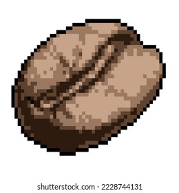Coffee Bean freshly roasted for Cafe Pixel Art isolated on white background vector illustration
