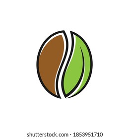 coffee bean and green leaf logo design