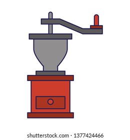Coffee bean grinder coffeeshop isolated blue lines