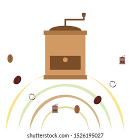 Coffee bean, coffee grinder. Design elements for a cafe. Vector background.