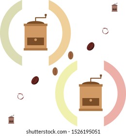 Coffee bean, coffee grinder. Design elements for a cafe. Vector background.